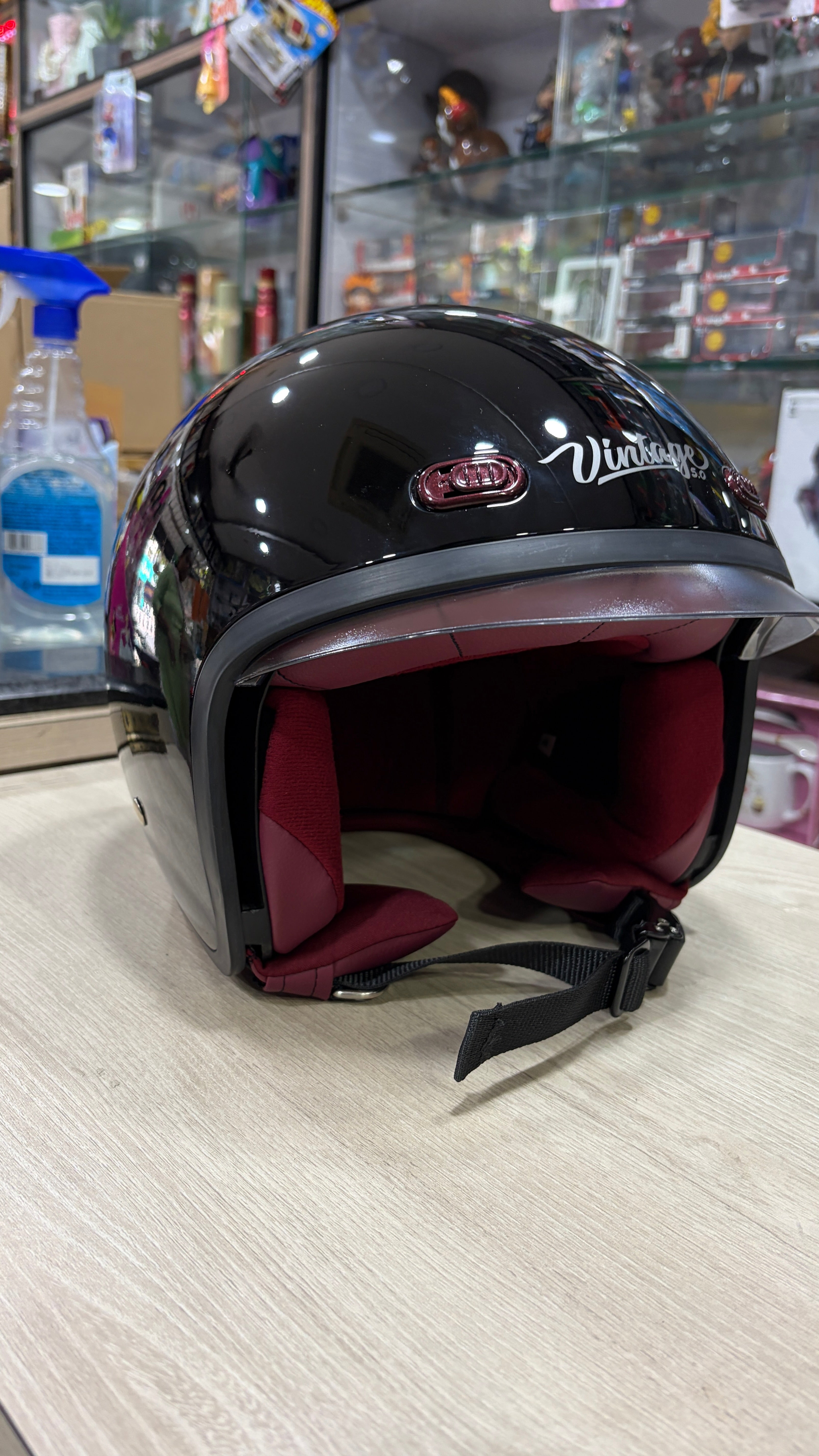 Steelbird SBH-67 vintage dot 5.0 open face helmet (free extra visor) glossy black colour