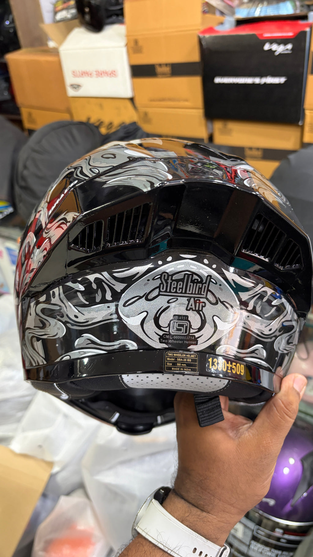 Steelbird SBA20 Darco (with inner smoke sunshield ) full face modular helmet glossy black