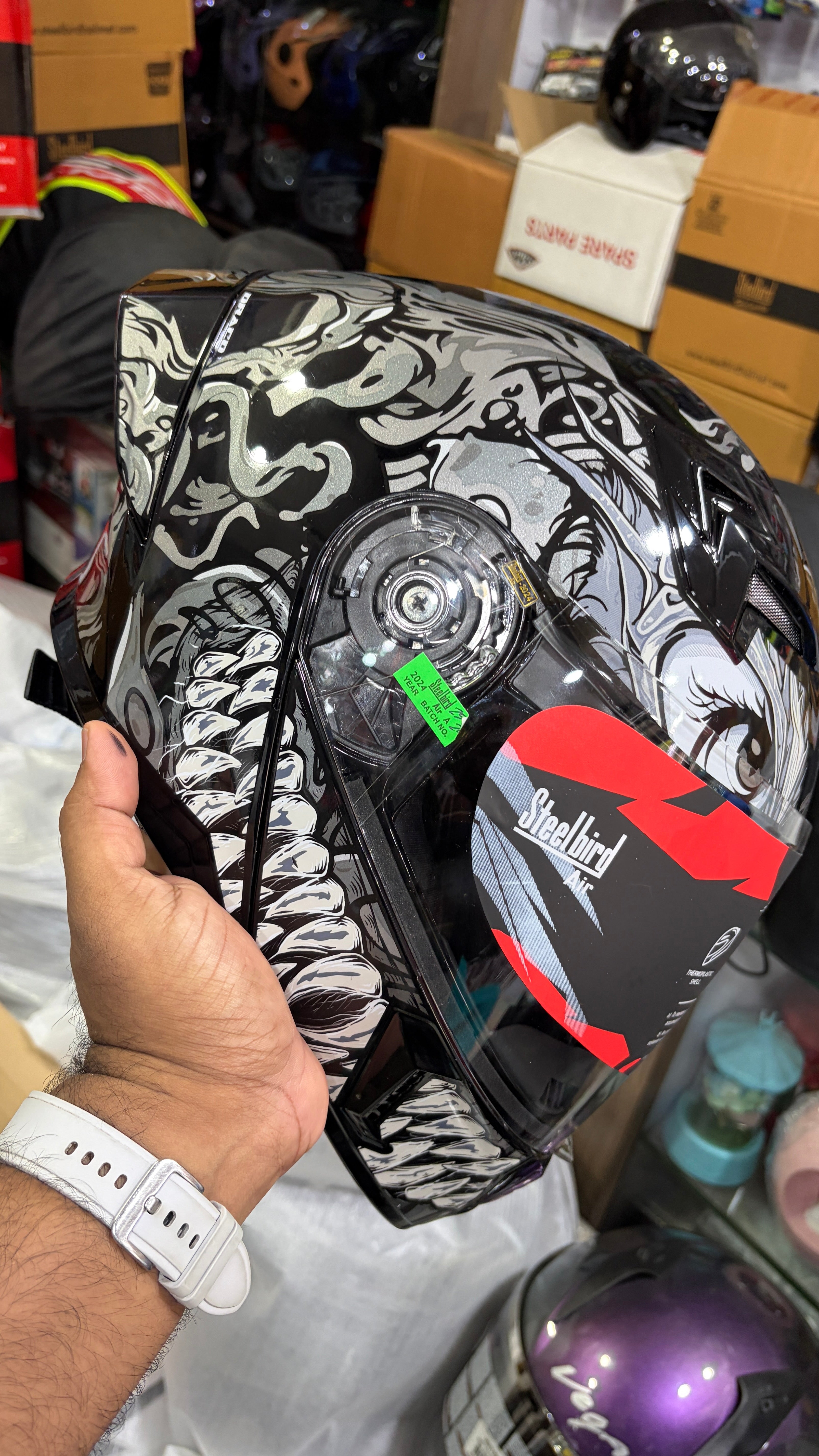 Steelbird SBA20 Darco (with inner smoke sunshield ) full face modular helmet glossy black