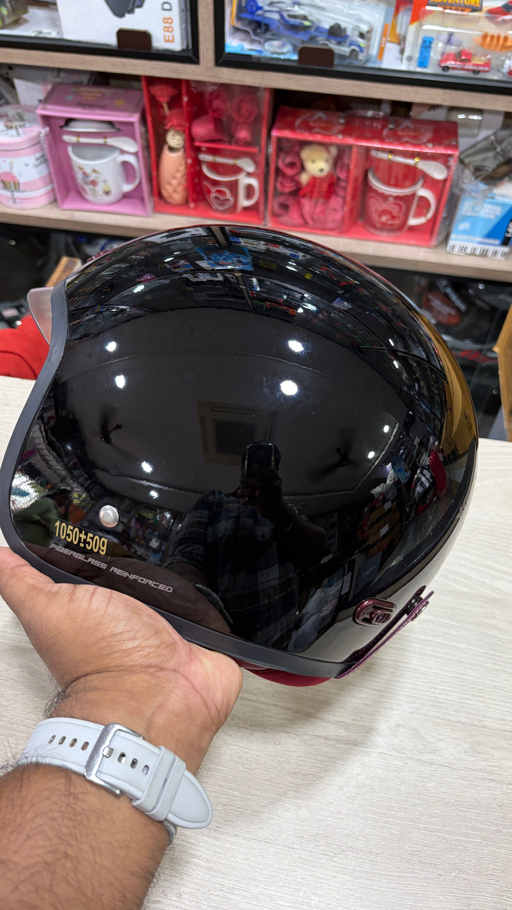 Steelbird SBH-67 vintage dot 5.0 open face helmet (free extra visor) glossy black colour