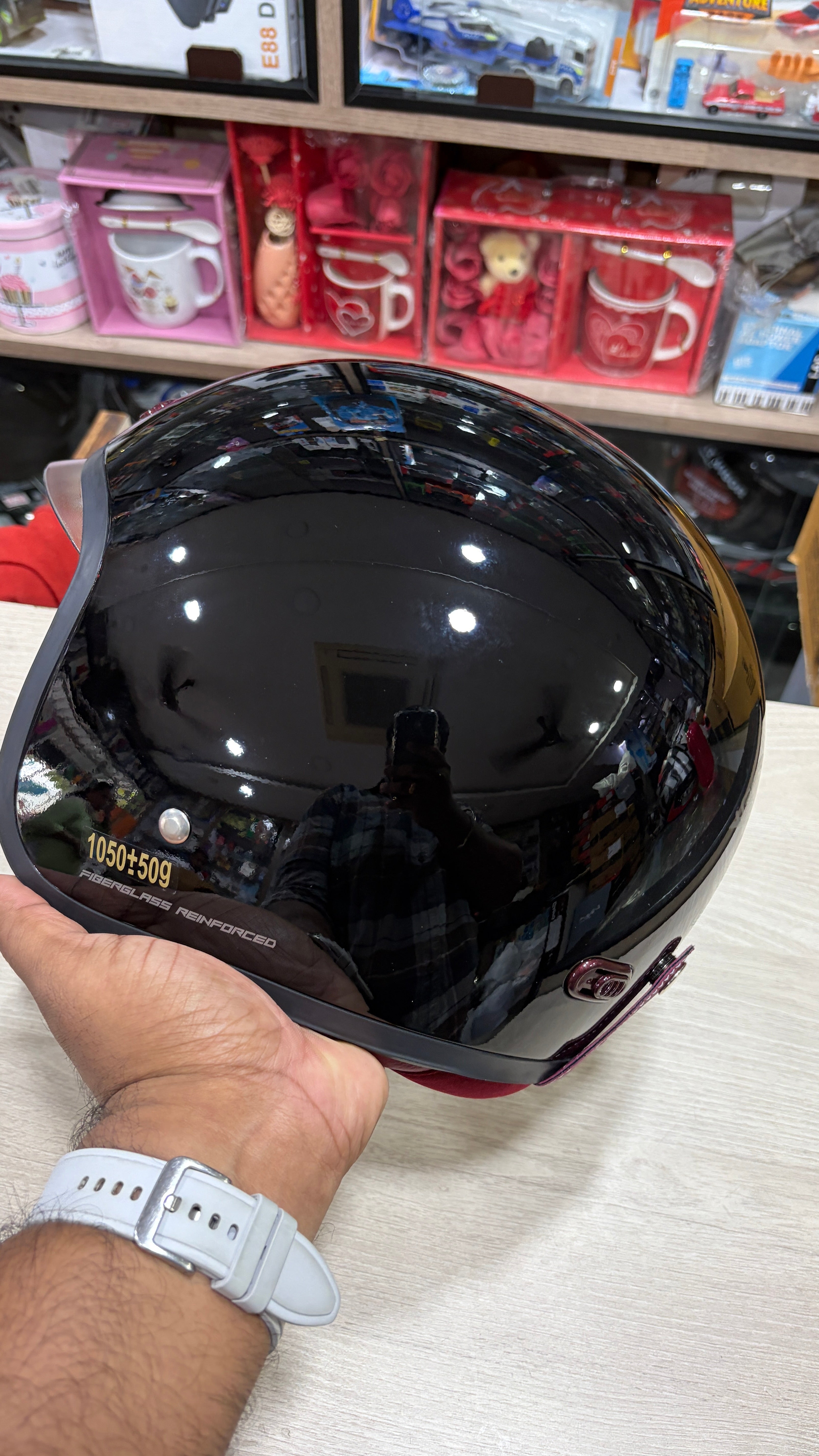 Steelbird SBH-67 vintage dot 5.0 open face helmet (free extra visor) glossy black colour