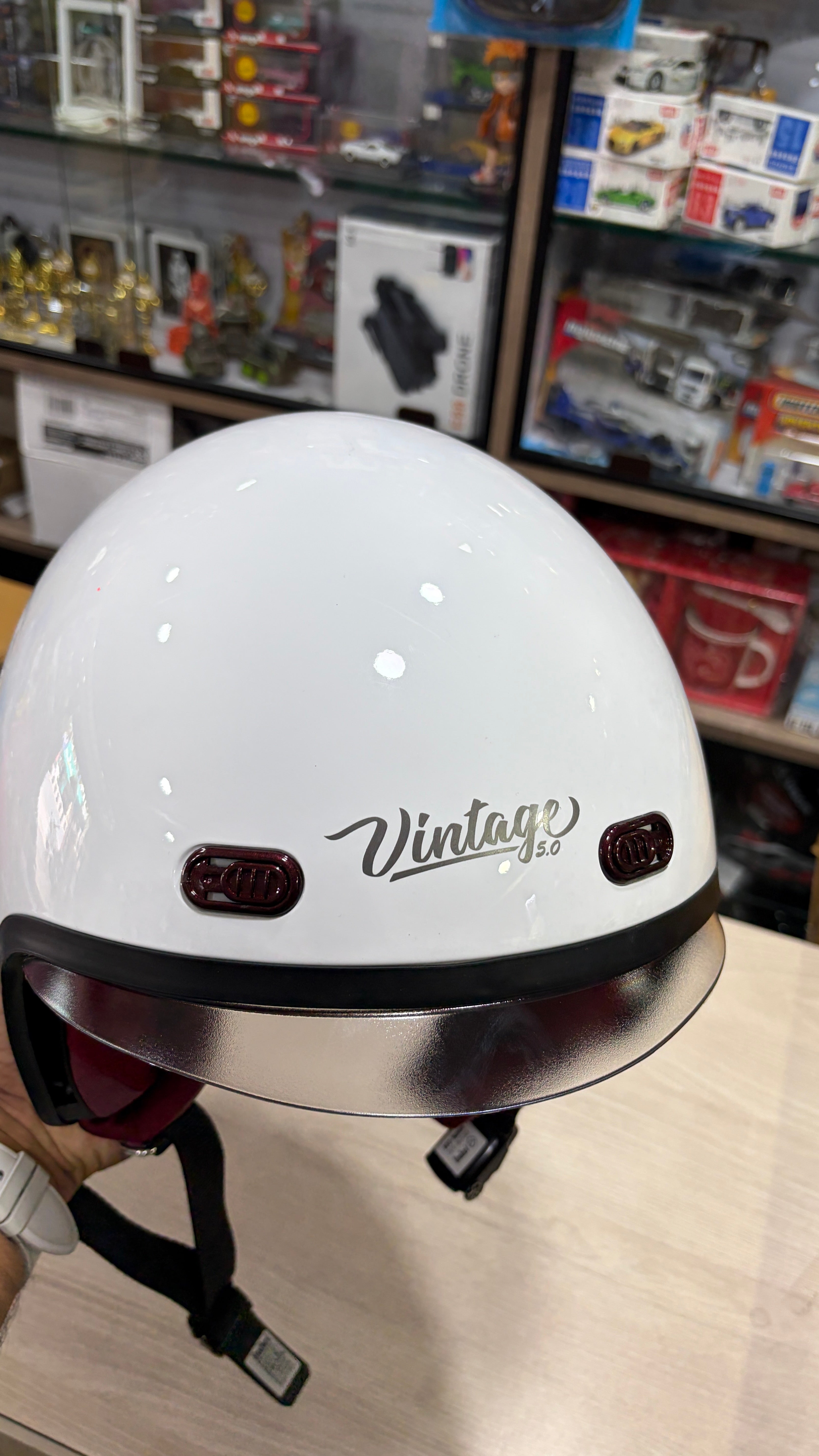 Steelbird SBH-67 vintage dot5.0 open face helmet (free extra visor)white colour