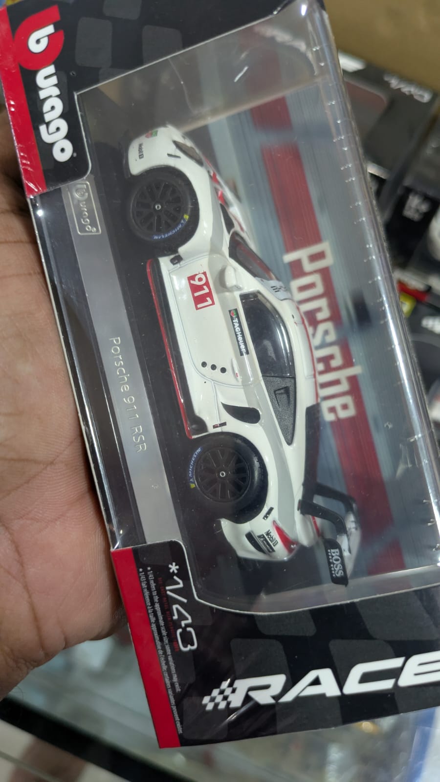 1:43 bburago Porsche 911 RSR-white Diecast car