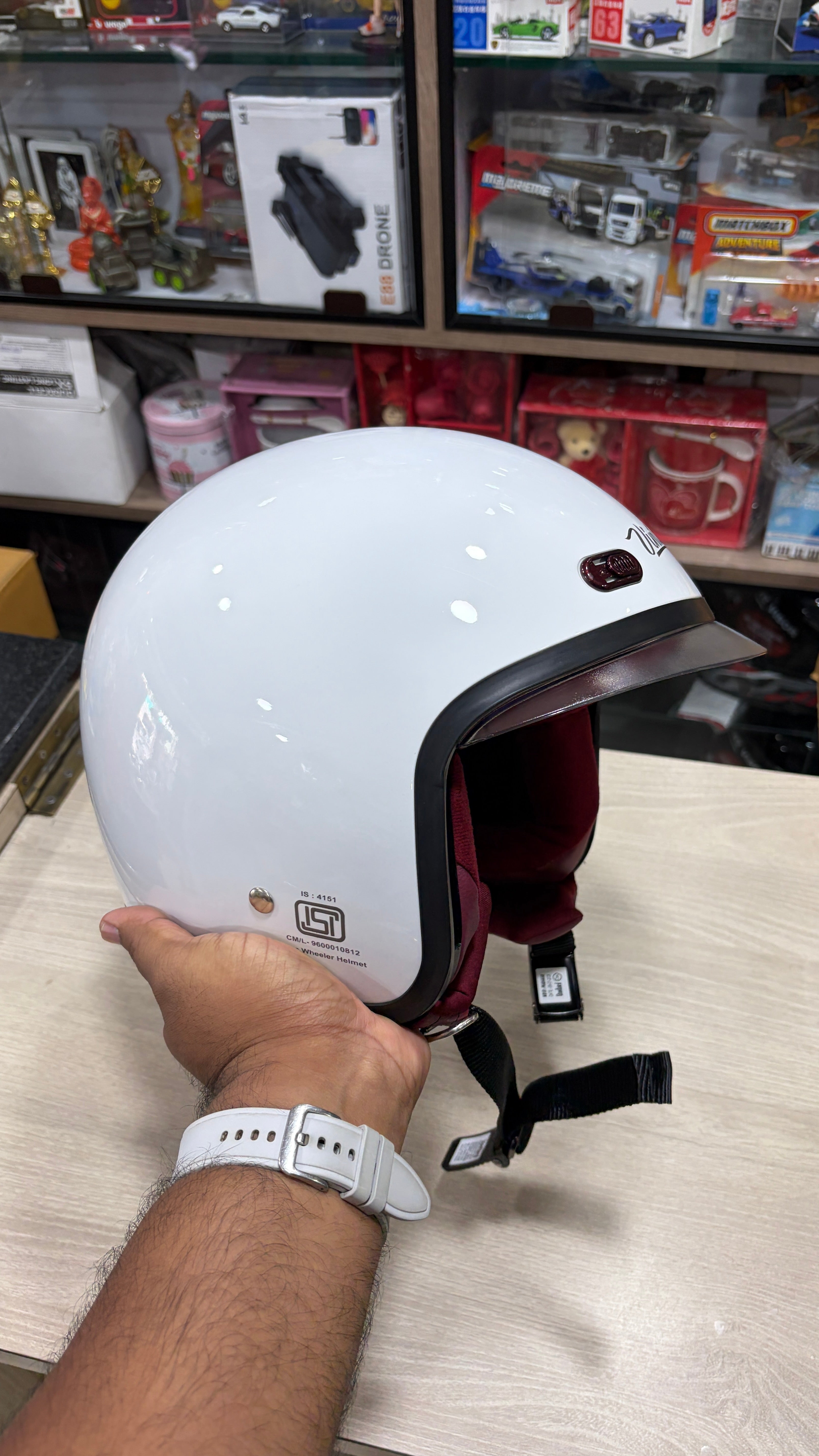 Steelbird SBH-67 vintage dot5.0 open face helmet (free extra visor)white colour