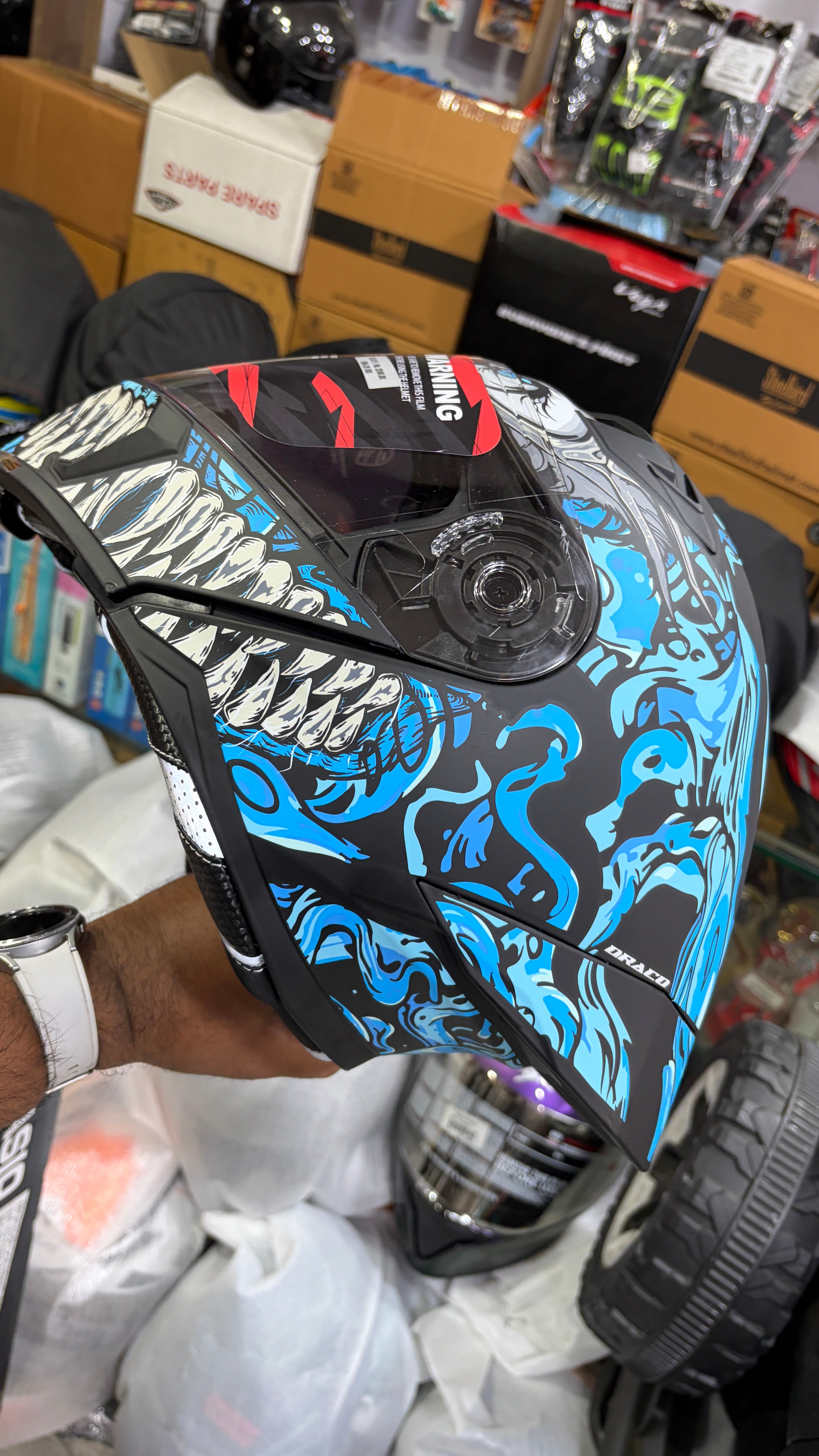 Steelbird SBA20 Darco(with inner smoke sunshield)full face modular helmet jazz matt blue colour