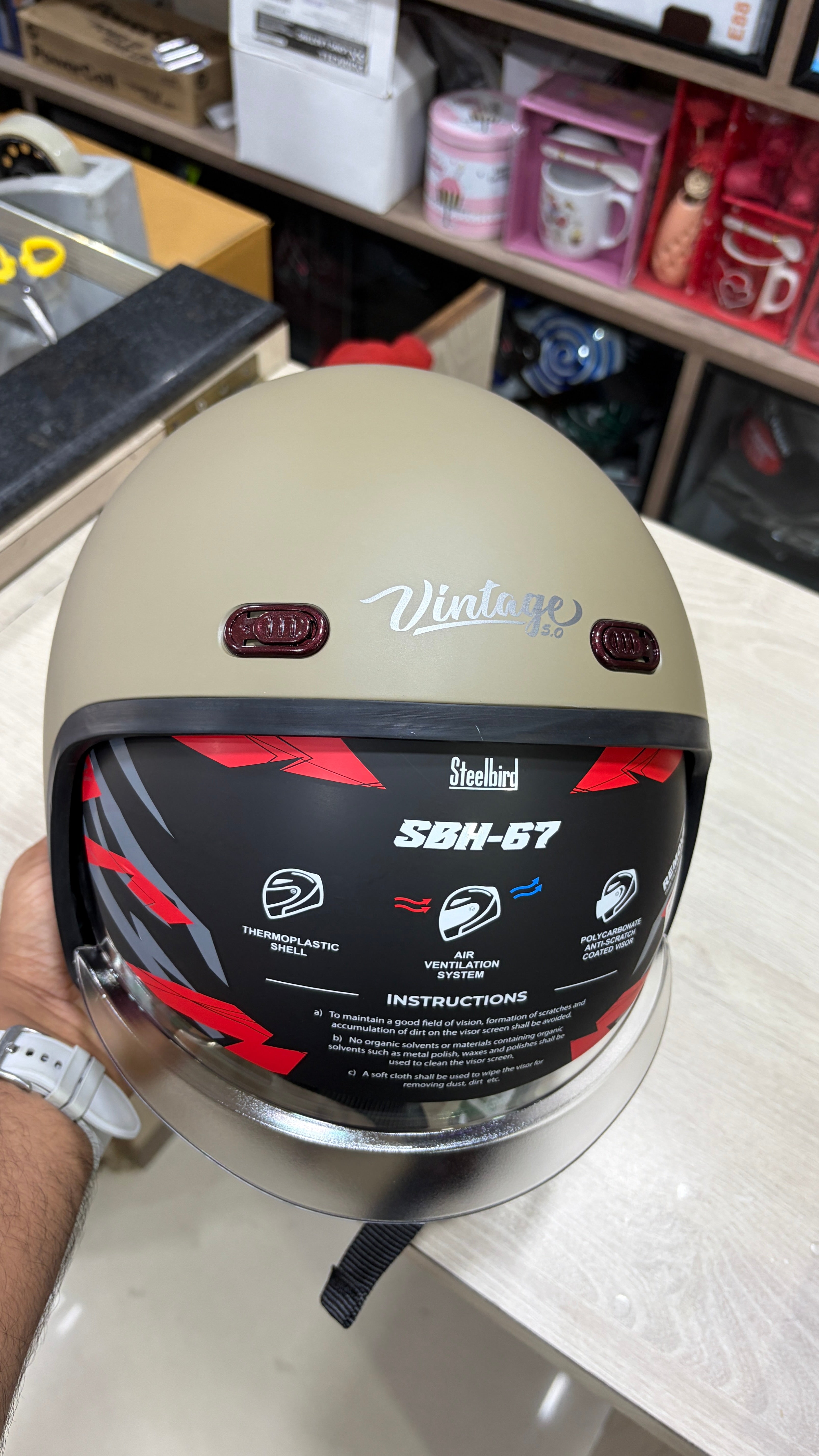 Steelbird sbh67 openface Helmet DESERT STORM vintage dot 5.0(Extra visor free)