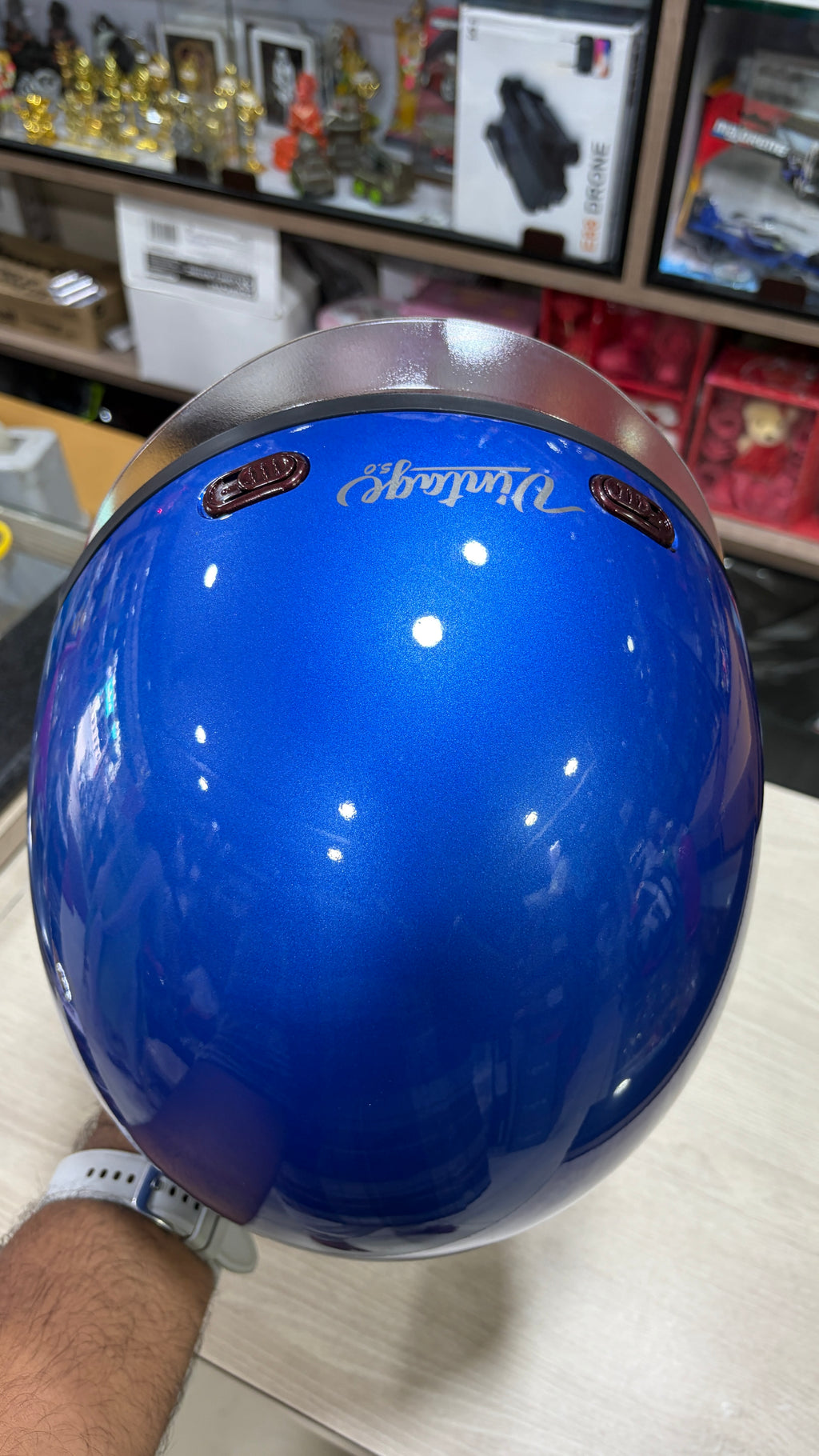 Steelbird SBH-67 vintage dot5.0 open face helmet (free extra visor) Yamaha blue