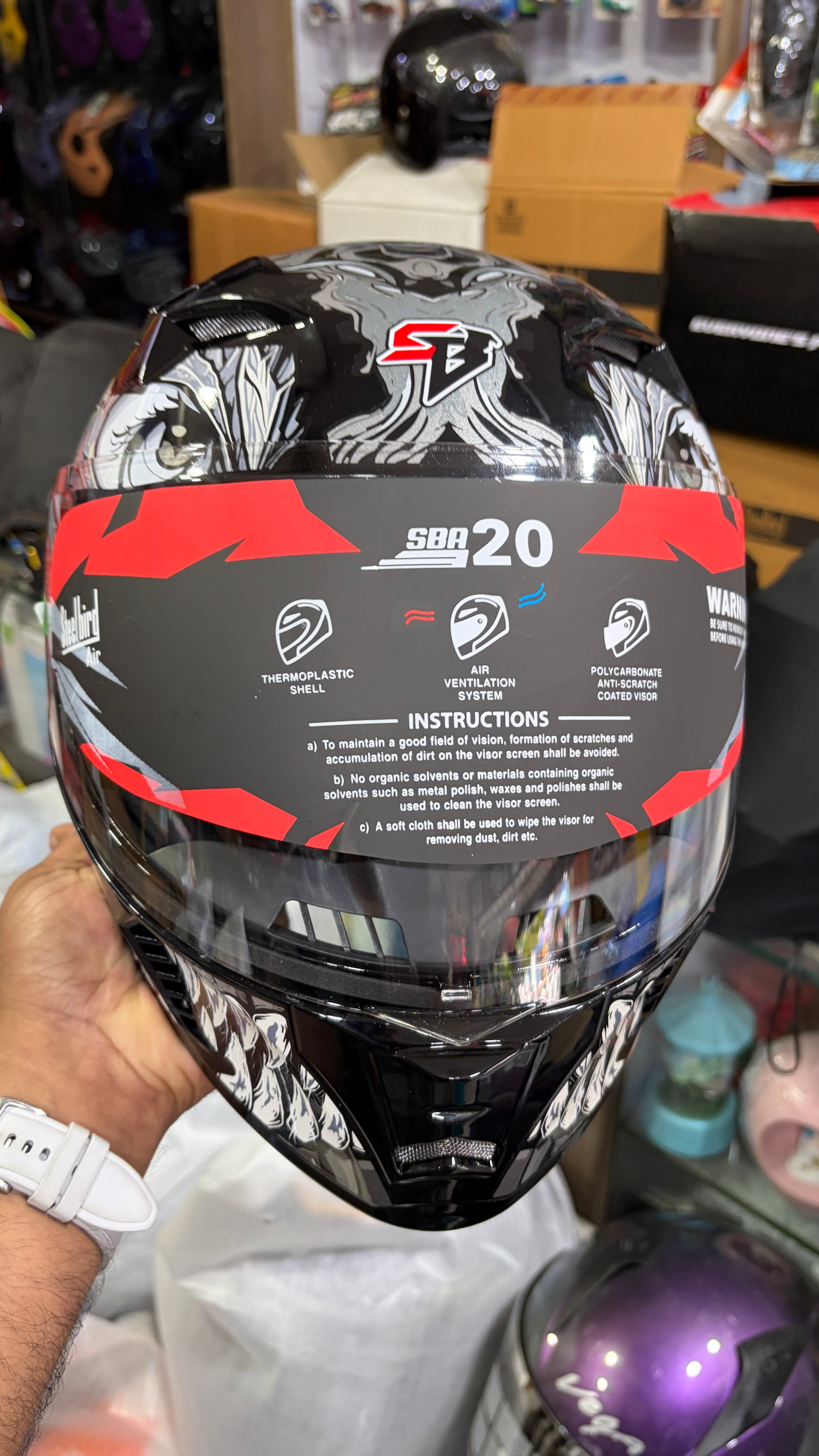 Steelbird SBA20 Darco (with inner smoke sunshield ) full face modular helmet glossy black