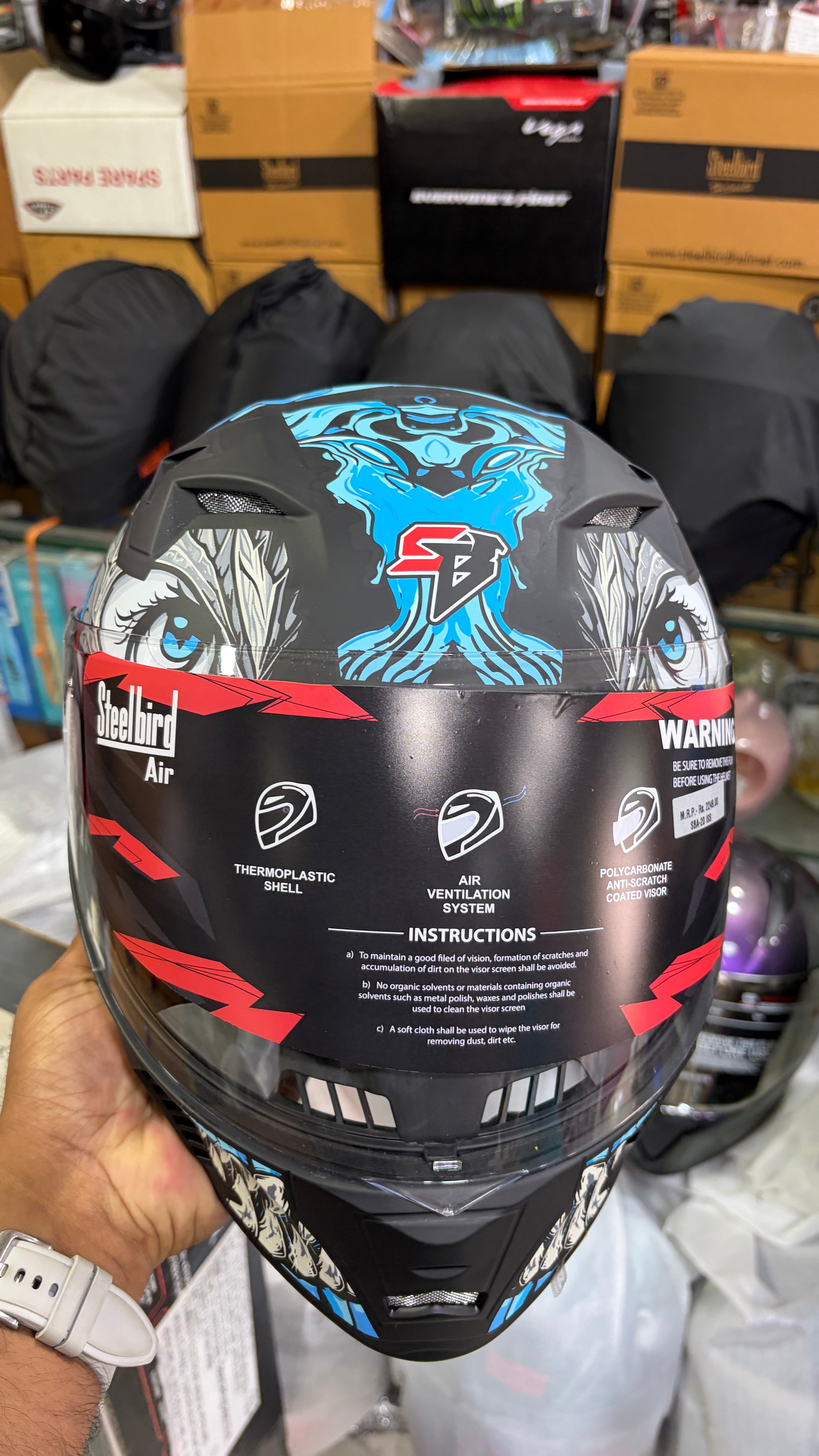 Steelbird SBA20 Darco(with inner smoke sunshield)full face modular helmet jazz matt blue colour