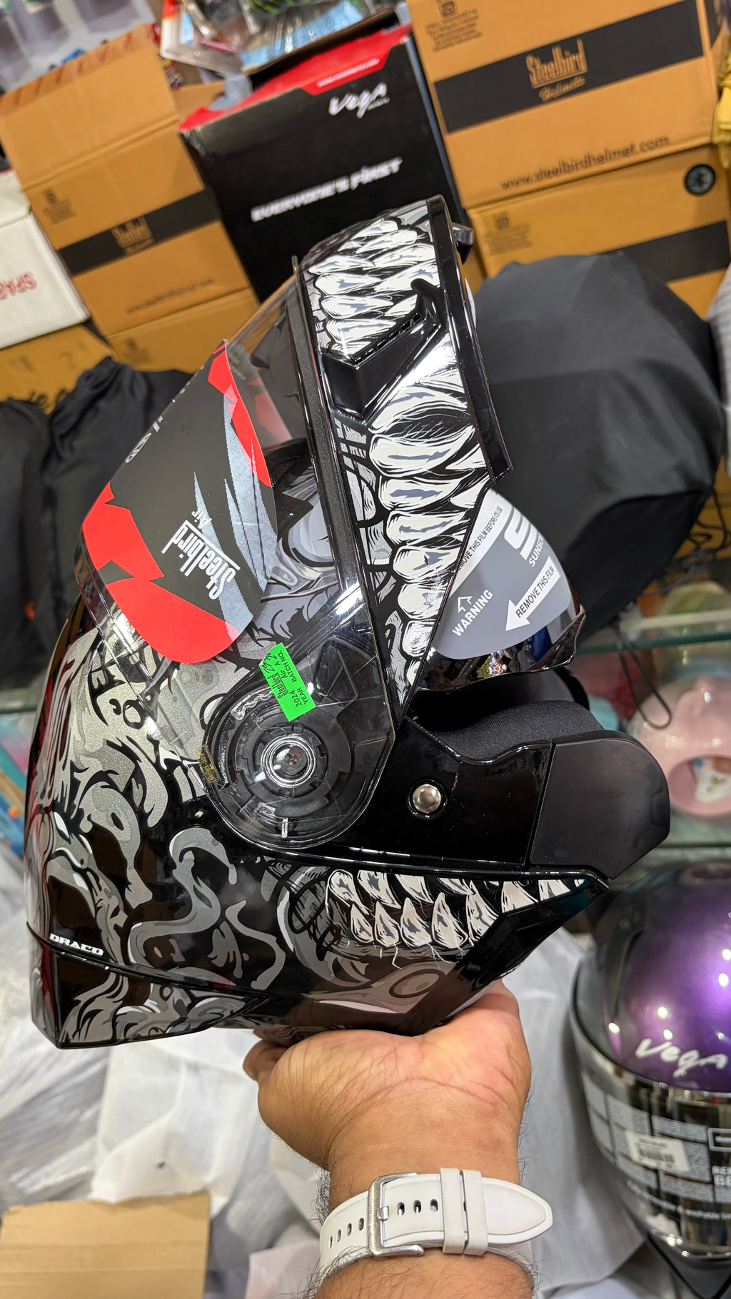 Steelbird SBA20 Darco (with inner smoke sunshield ) full face modular helmet glossy black