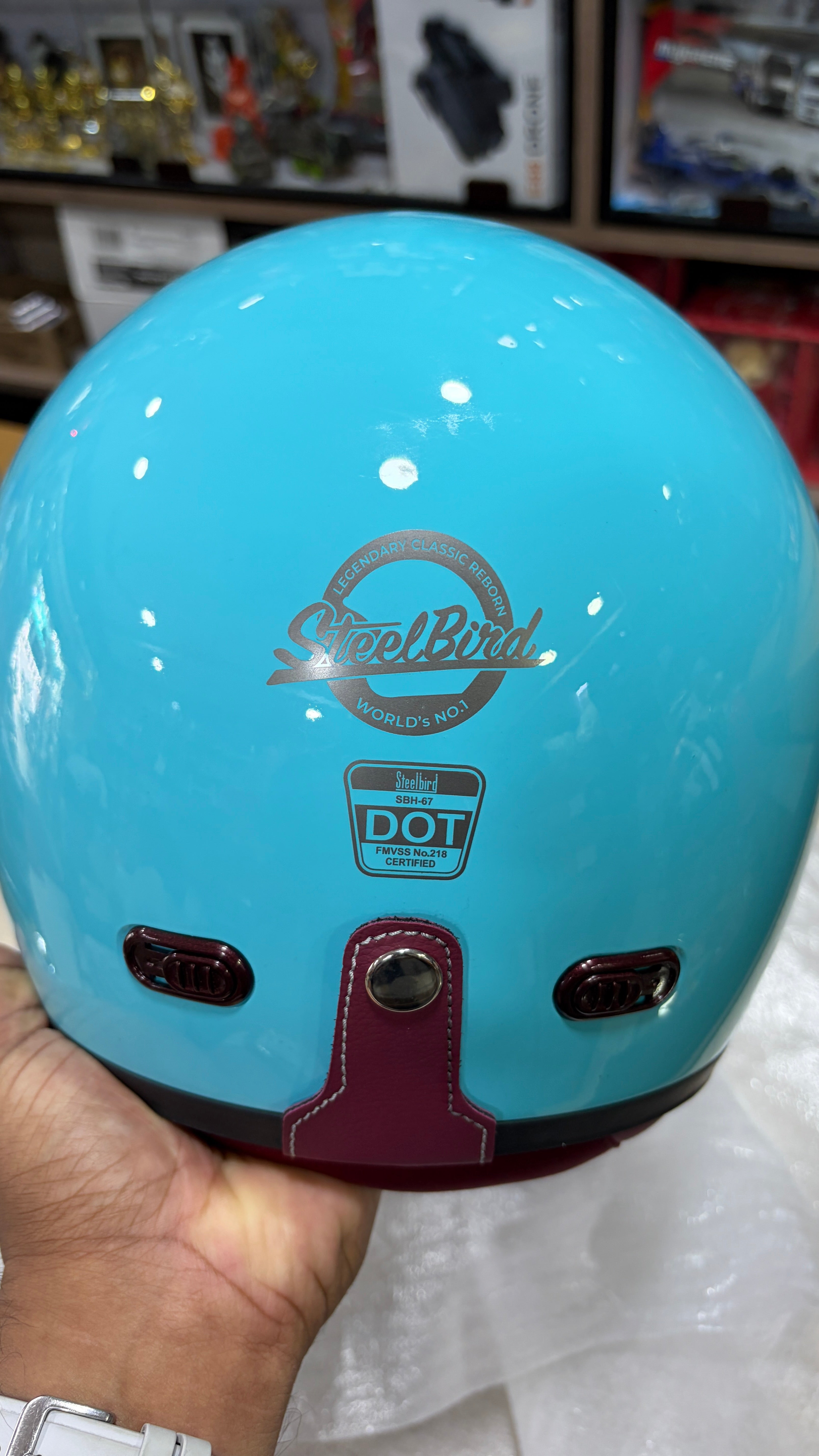 Steelbird open face sbh67 jass blue helmet vintage dot5.0(free extra visor)