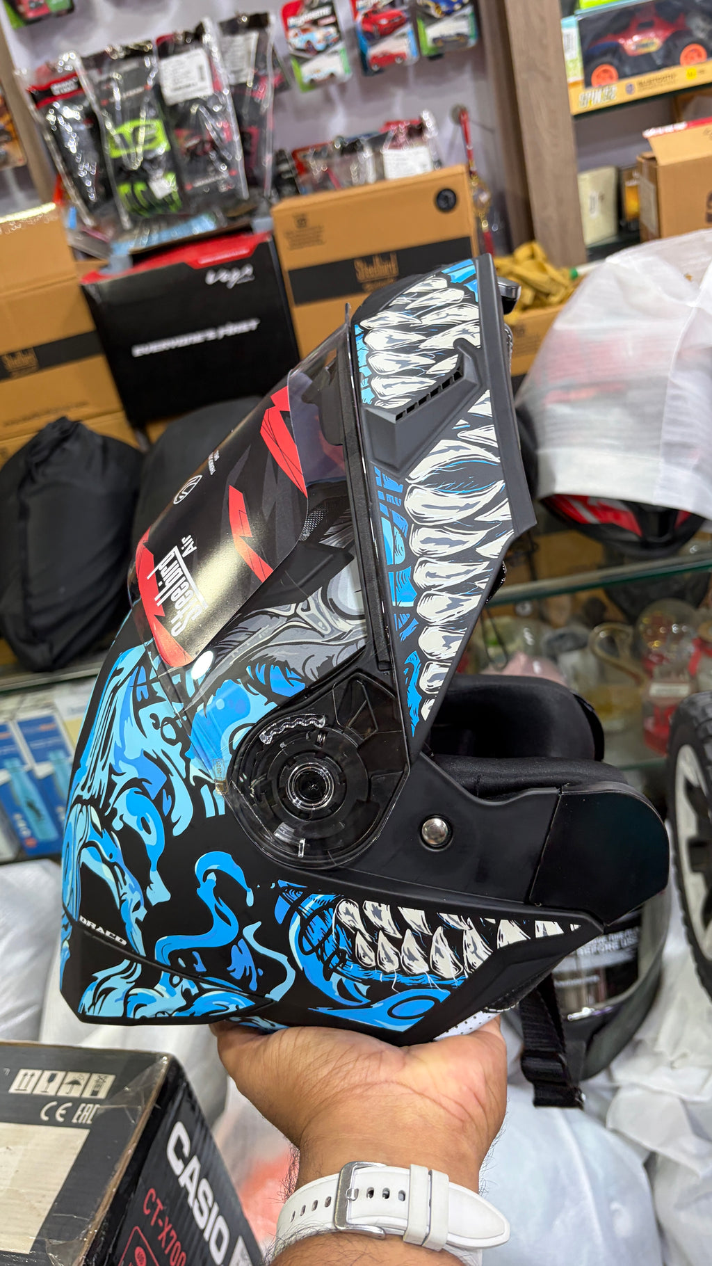 Steelbird SBA20 Darco(with inner smoke sunshield)full face modular helmet jazz matt blue colour