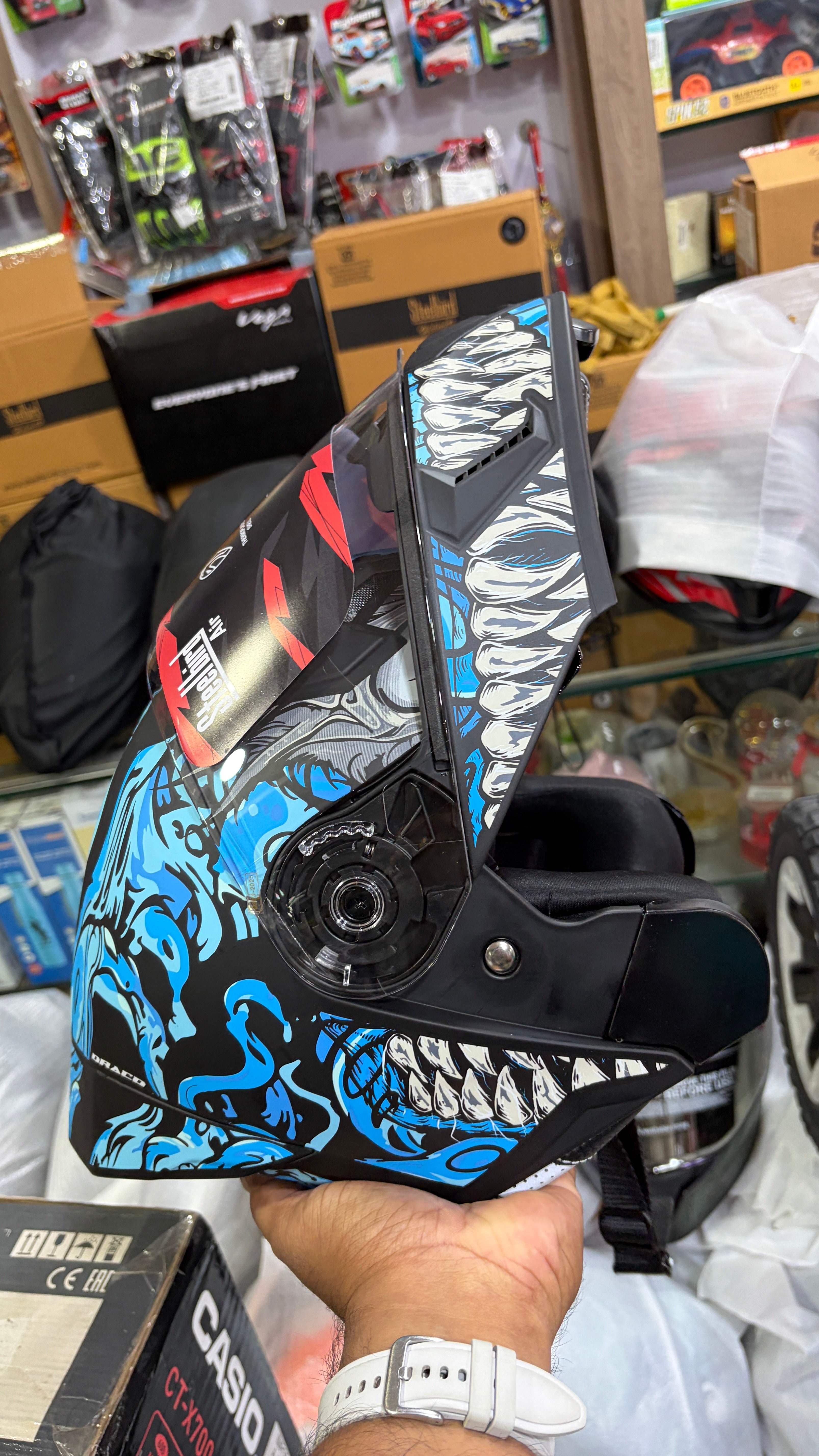 Steelbird SBA20 Darco(with inner smoke sunshield)full face modular helmet jazz matt blue colour