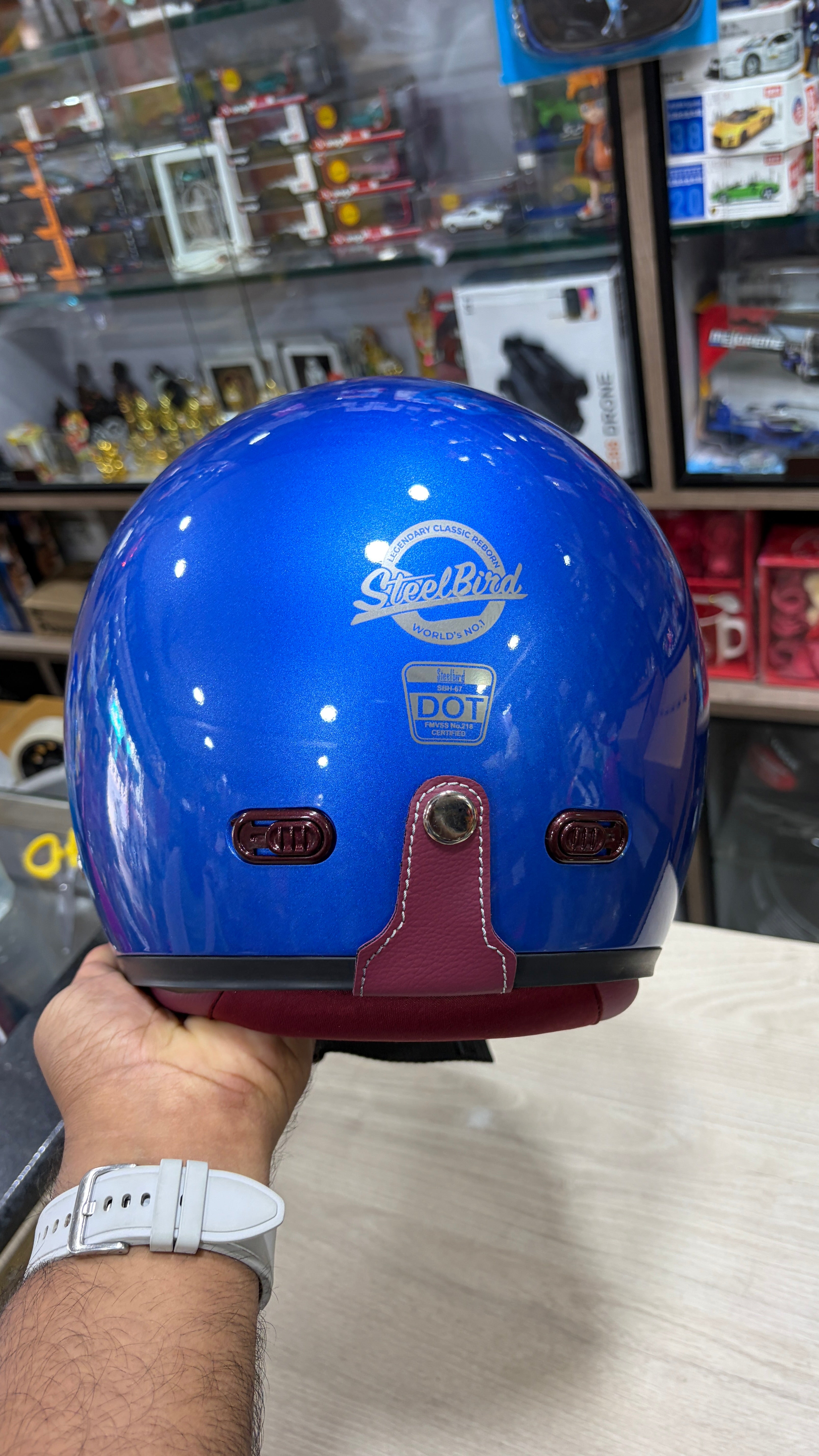 Steelbird SBH-67 vintage dot5.0 open face helmet (free extra visor) Yamaha blue