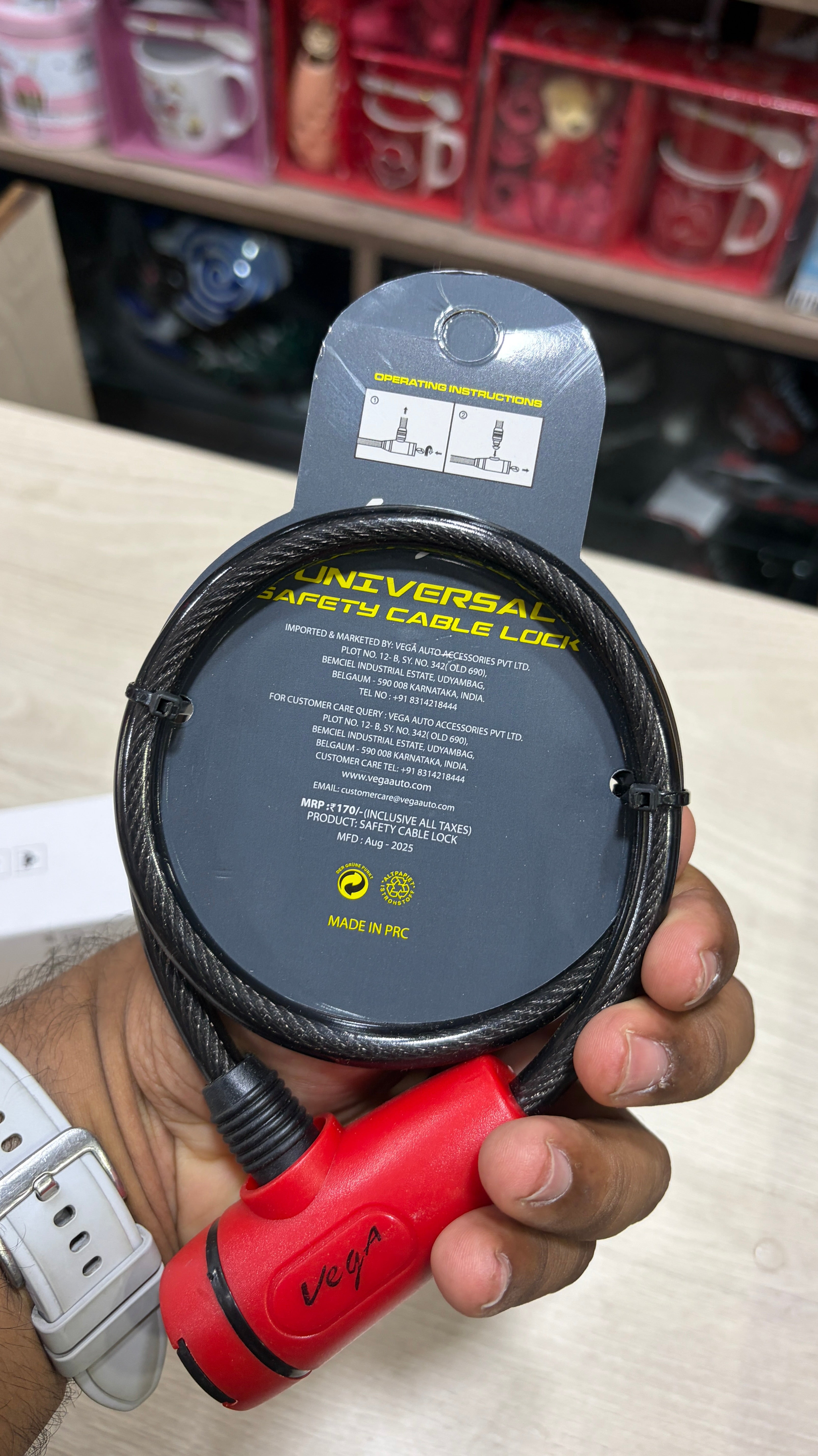 Vega helmet cable lock(mix random colour)