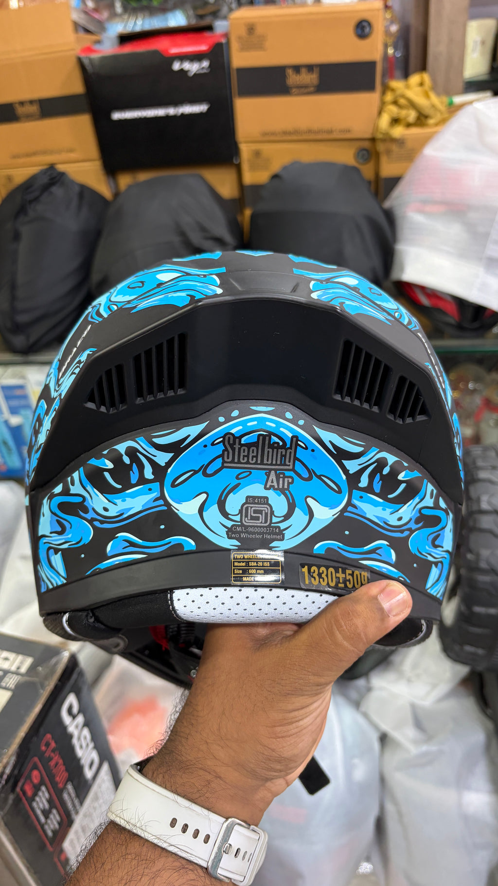 Steelbird SBA20 Darco(with inner smoke sunshield)full face modular helmet jazz matt blue colour