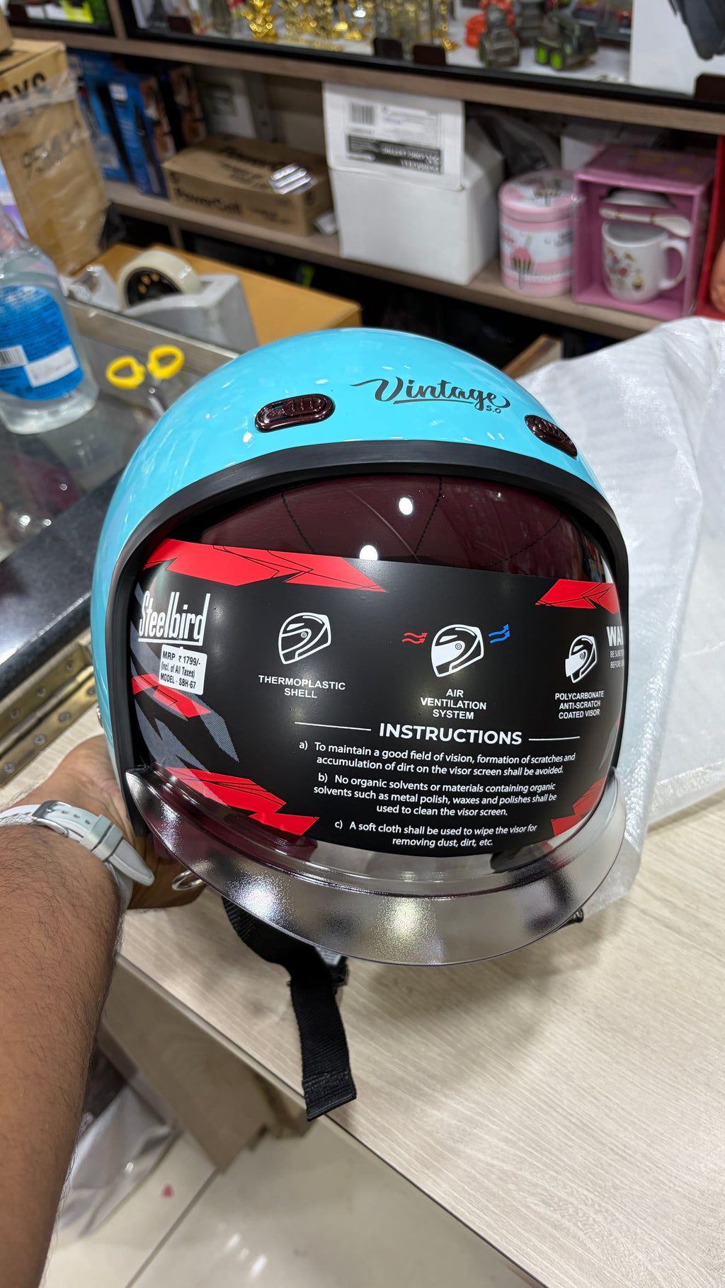Steelbird open face sbh67 jass blue helmet vintage dot5.0(free extra visor)