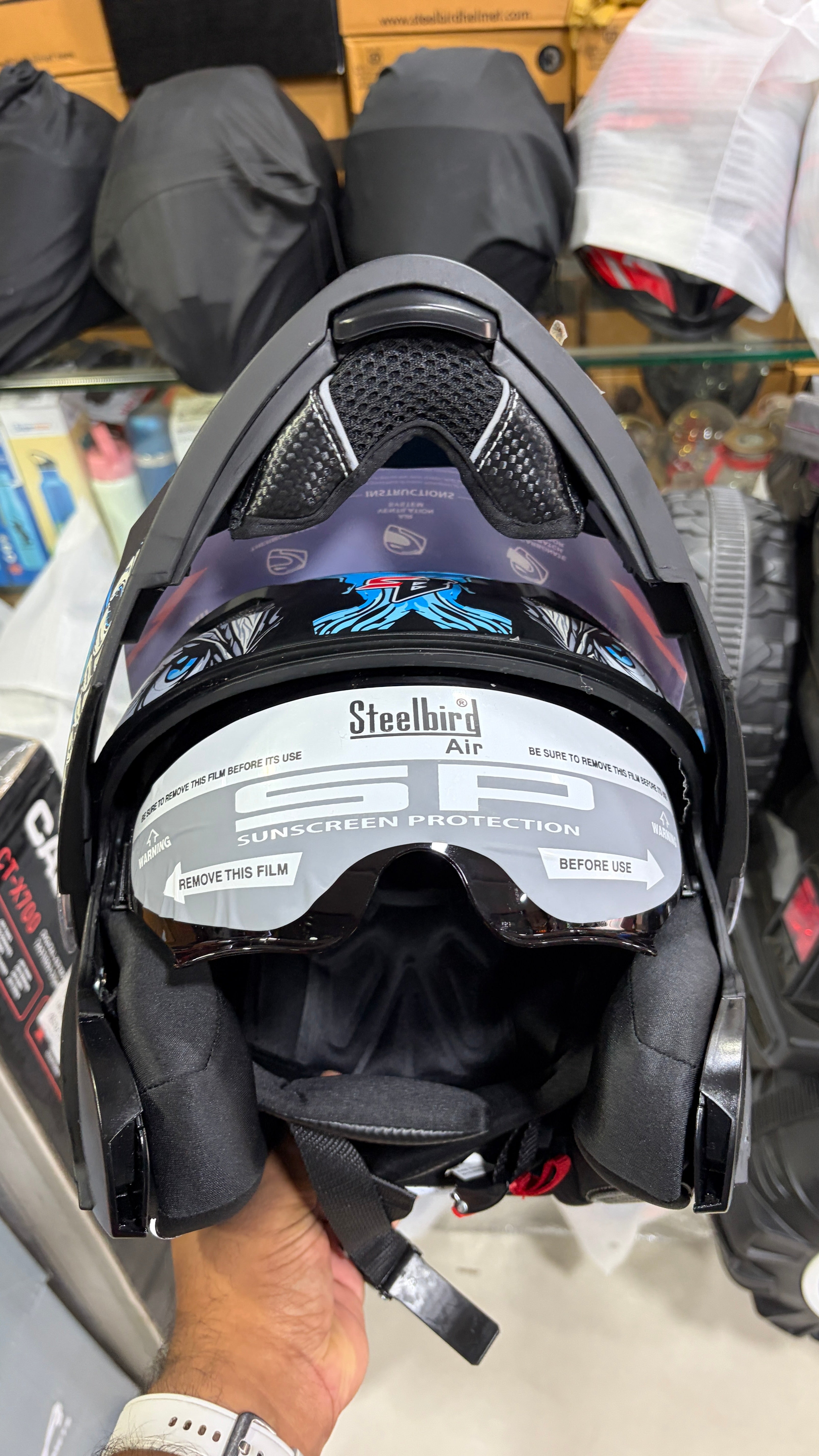 Steelbird SBA20 Darco (with inner smoke sunshield ) full face modular helmet glossy black