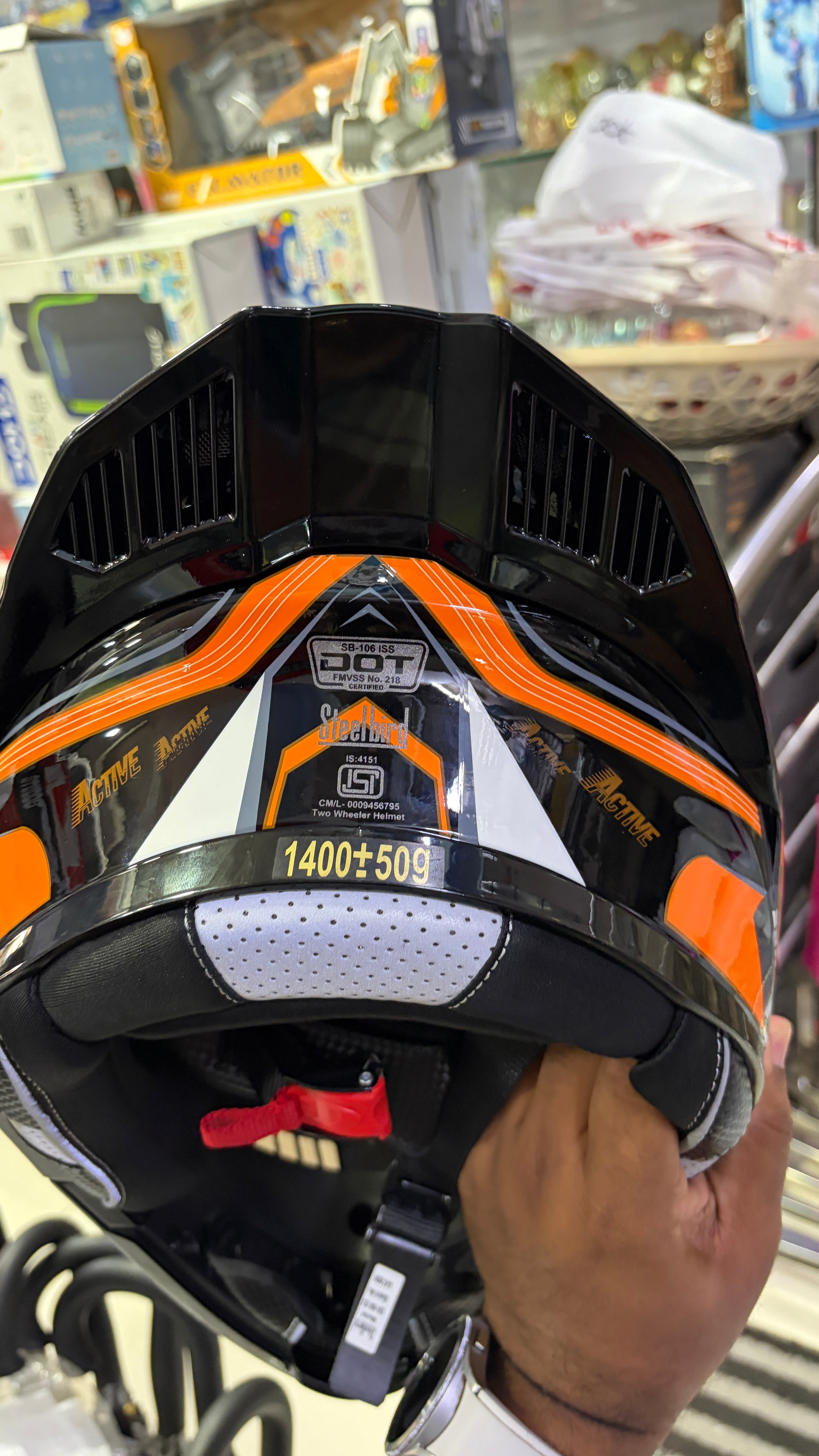 Steelbird SBA20 Born to ride full face modular helmet glossy black with orange colour