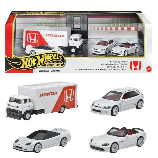 Hot Wheels Premium Honda Type R Heritage Vehicle Multipack 3 Cars and 1 Transporter