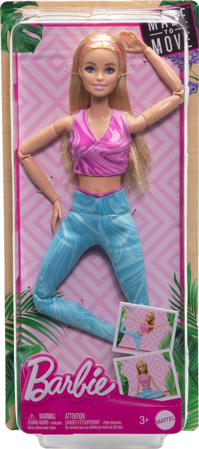 Barbie Made to Move, Yoga Barbie Dolls for Kids,Single Doll, 3Y+, Multicolour