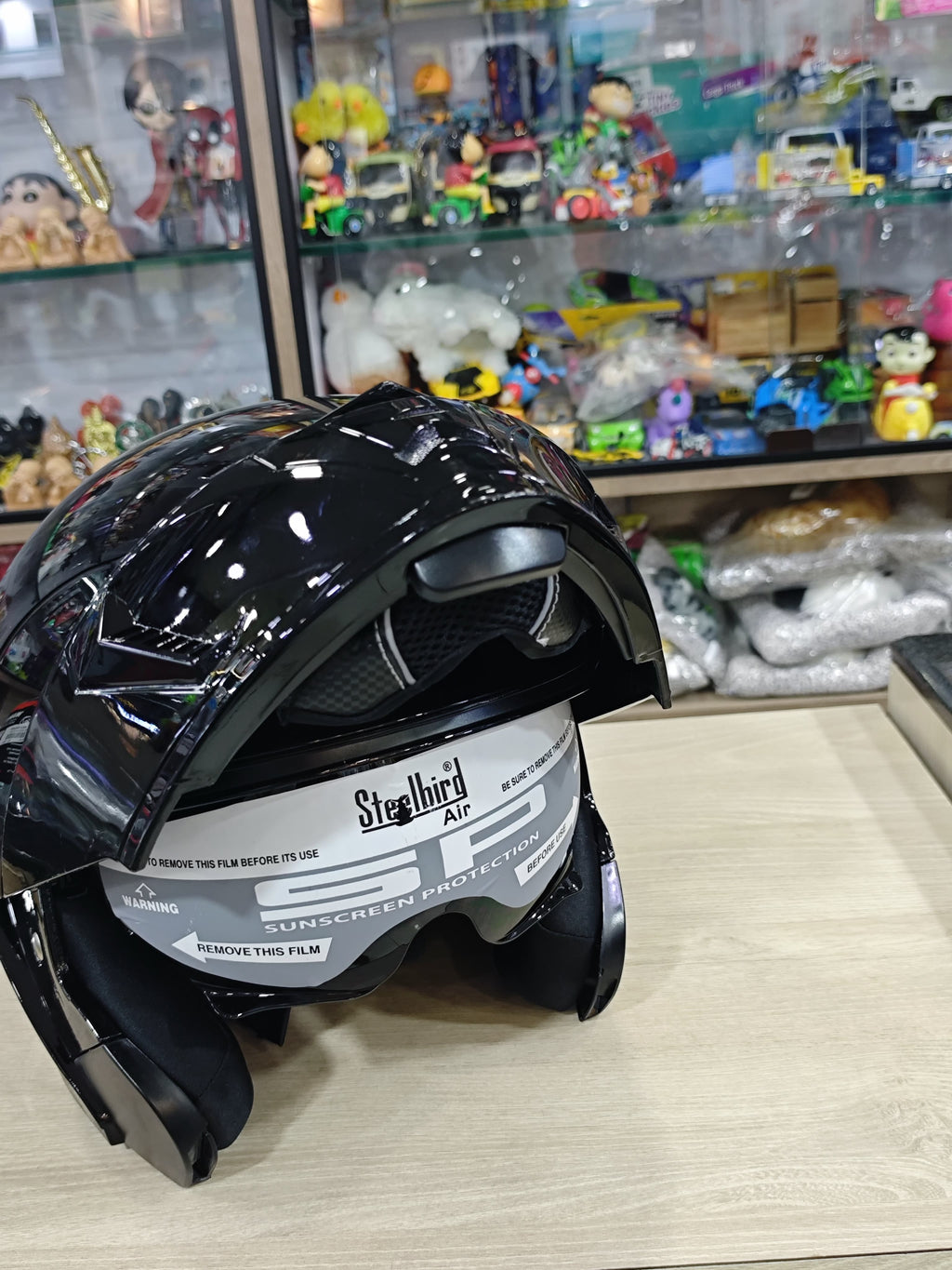Steelbird SBA-20 glossy Black Modular Helmet(with free smoke visor )