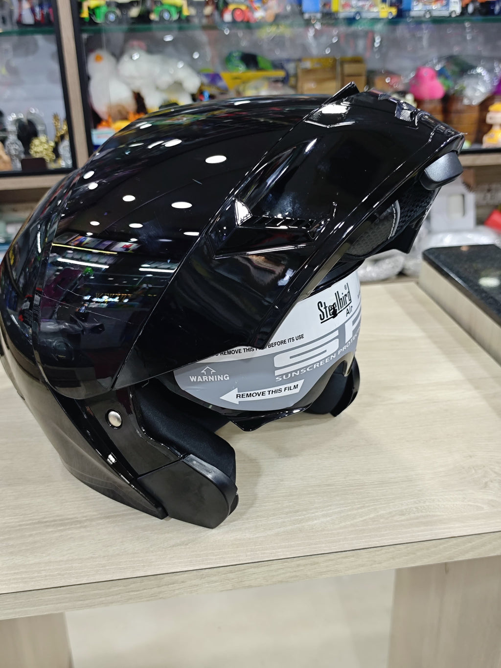 Steelbird SBA-20 glossy Black Modular Helmet(with free smoke visor )