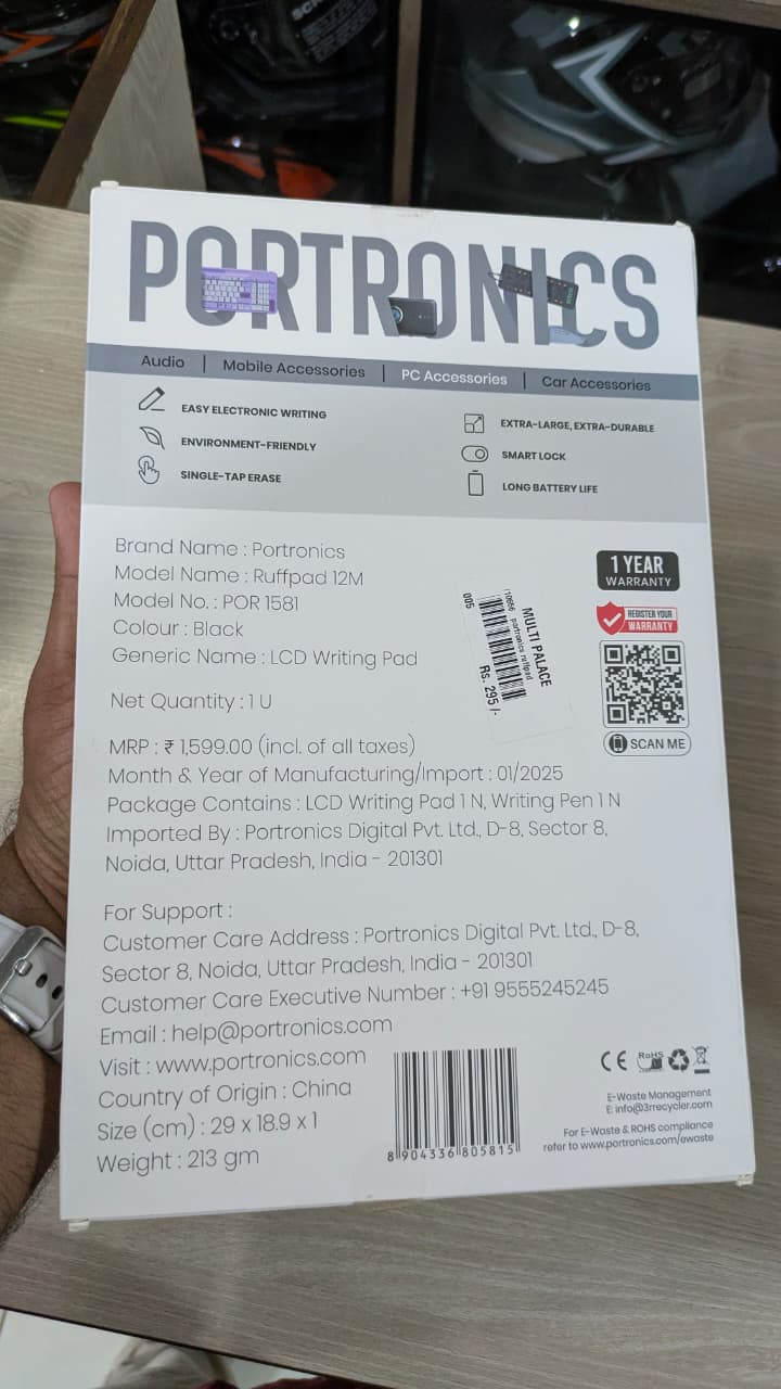 Ruffpad 12inch Portronics 12m Writing and erasable ruffpad