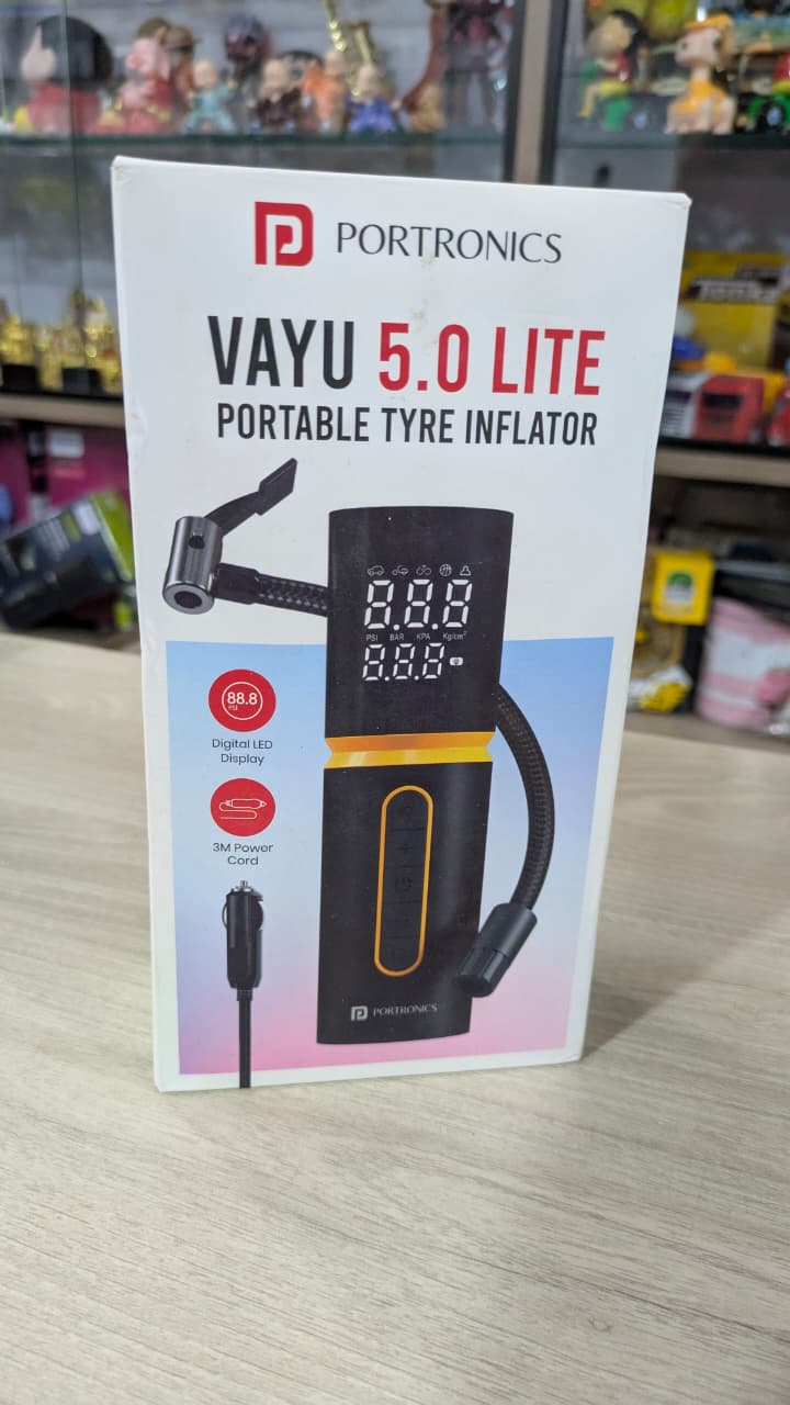 Portable tyre inflator vayu 5.0 lite Portronics  ( power source by 12v cigarette lighter)