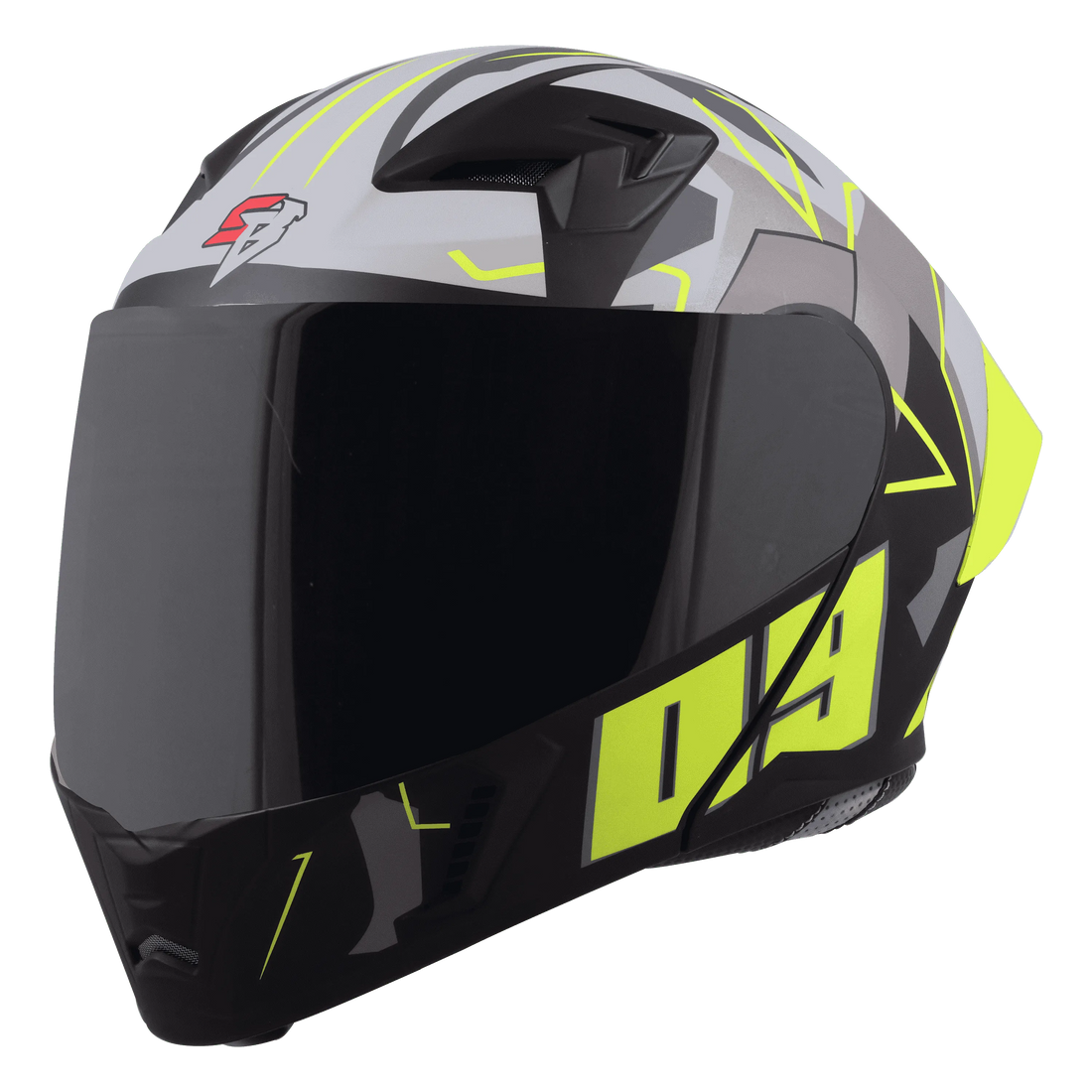 Steelbird sba20  Canva neon green flip up helmet