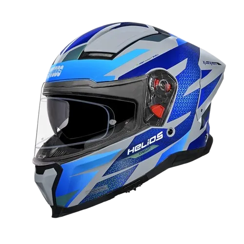 Studds Helios D2 Grey blue full face helmet
