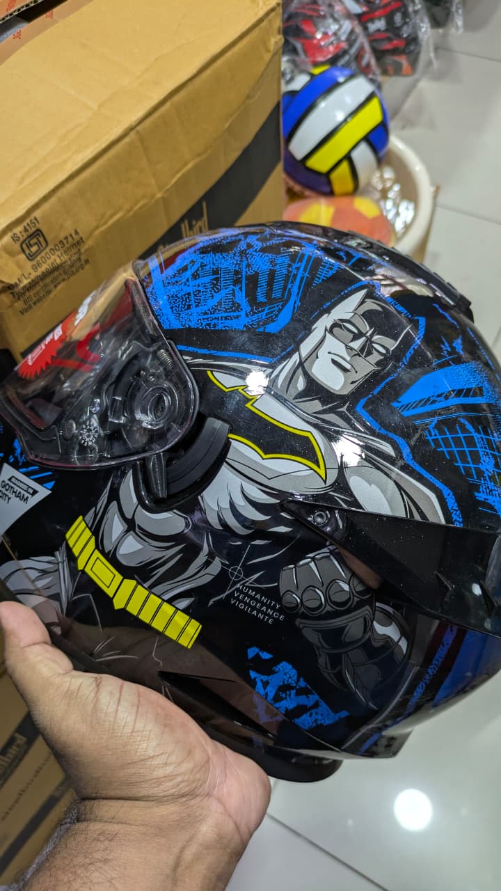 Studds Drifter Batman Edition Glossy blue black full face Helmet