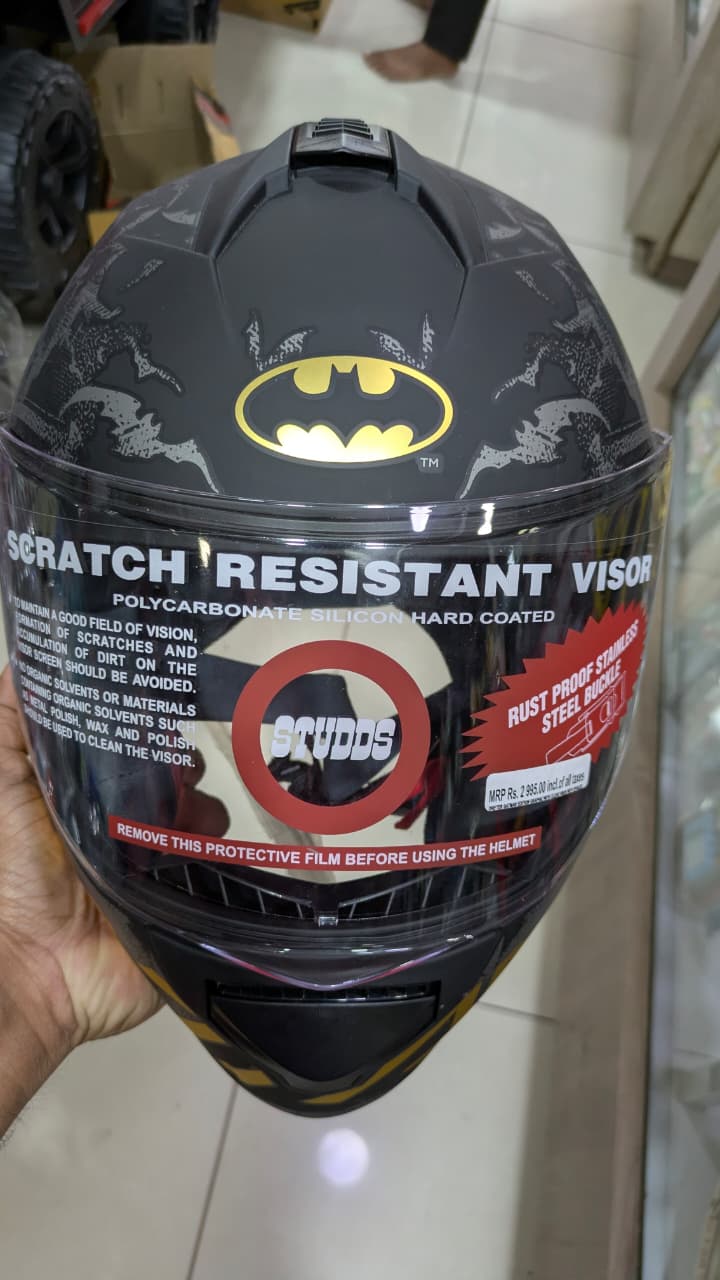 Studds Driftter Batman Edition matt finish gold yellow