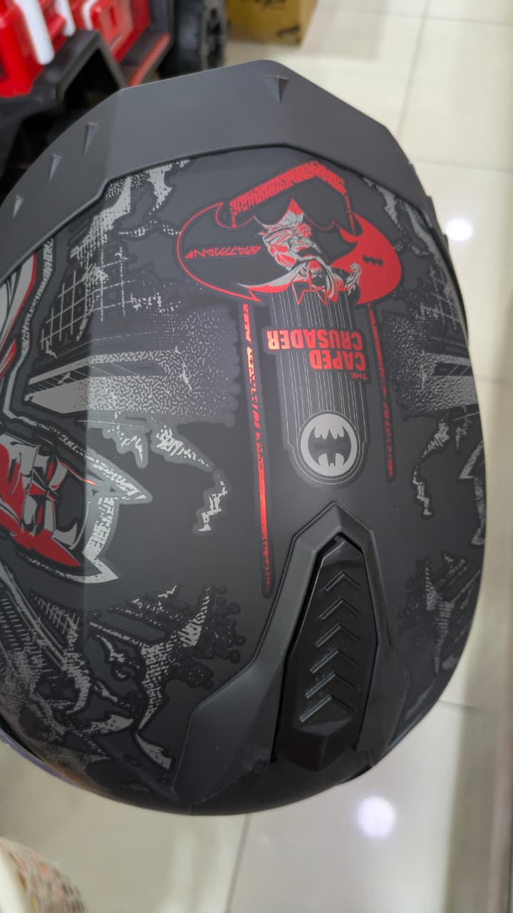 Studds Driftter Batman Edition matt finish red full face helmet