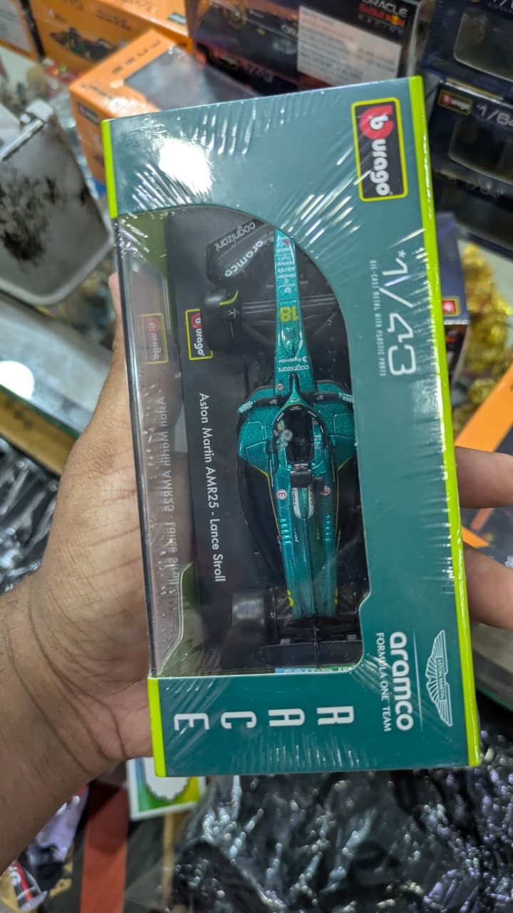 1:43 bburago F1 ASTON MARTIN AMR25-Lance stroll(with acrylic box)