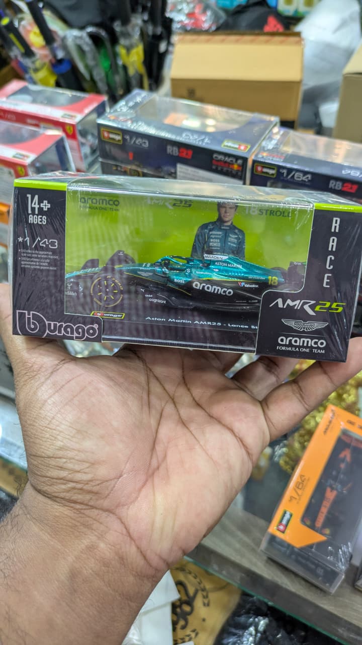 1:43 bburago F1 ASTON MARTIN AMR25-Lance stroll(with acrylic box)