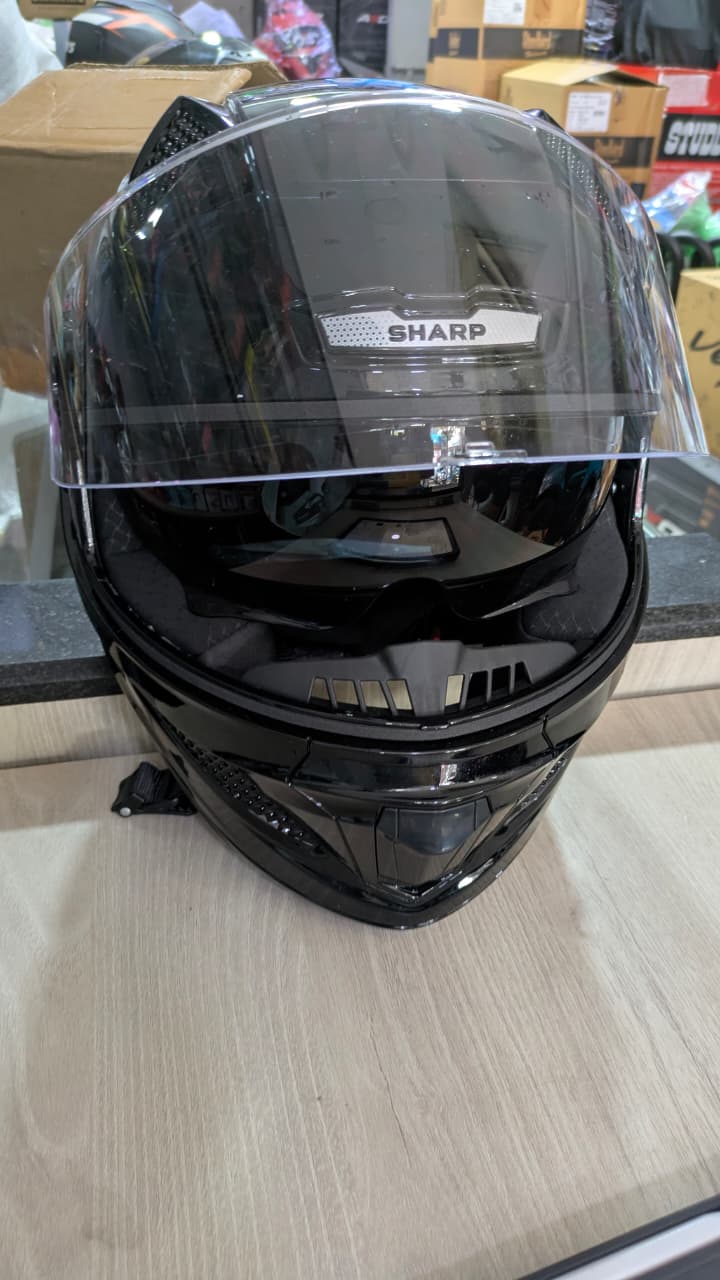 Steelbird sbh25 sharp glossy black dual visor helmet