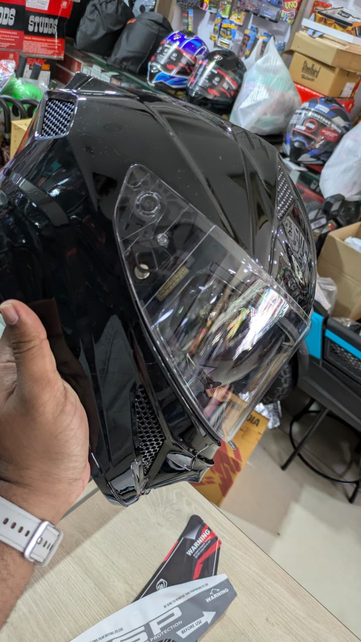 Steelbird sbh25 sharp glossy black dual visor helmet