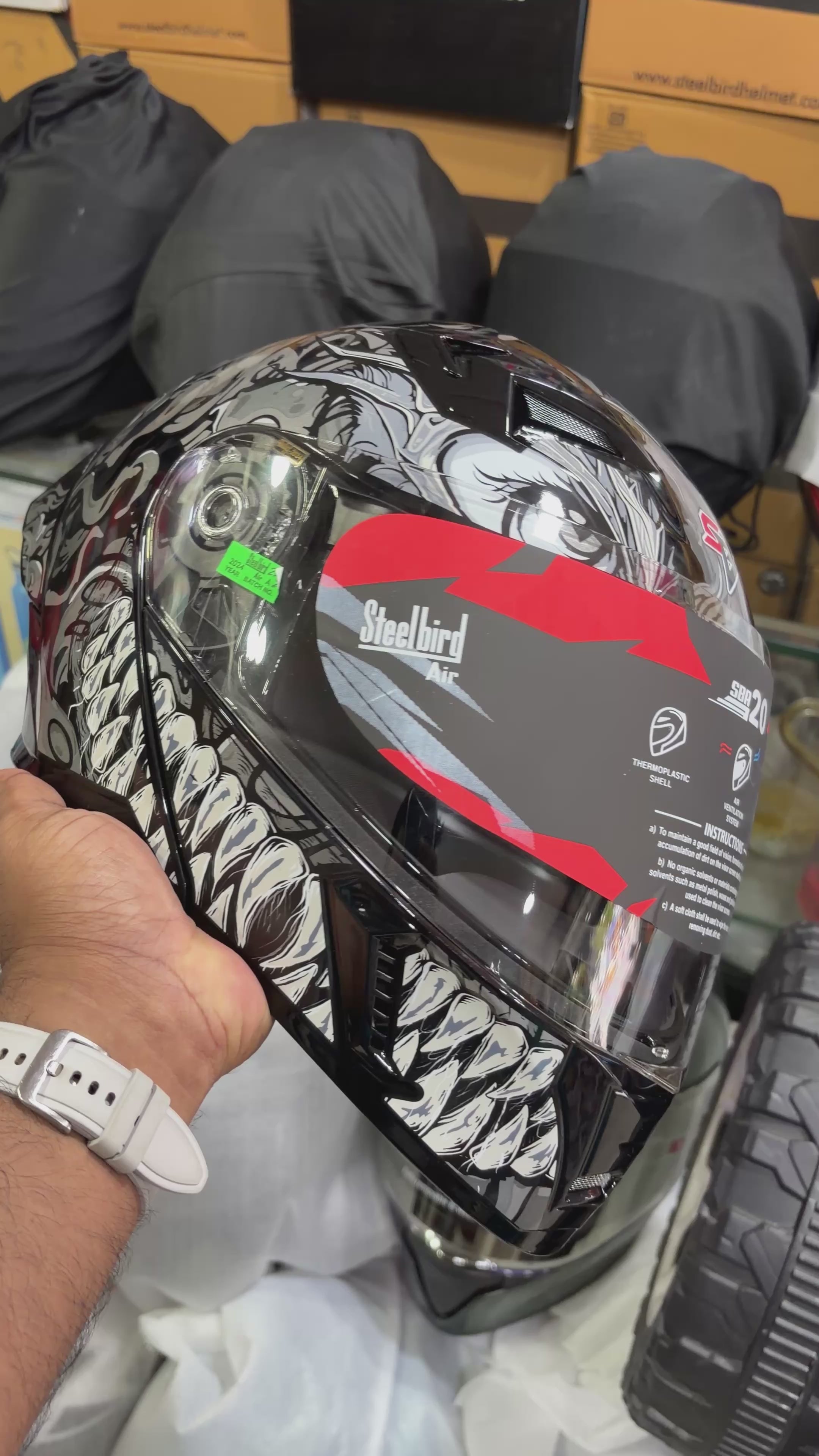 Steelbird SBA20 Darco (with inner smoke sunshield ) full face modular helmet glossy black